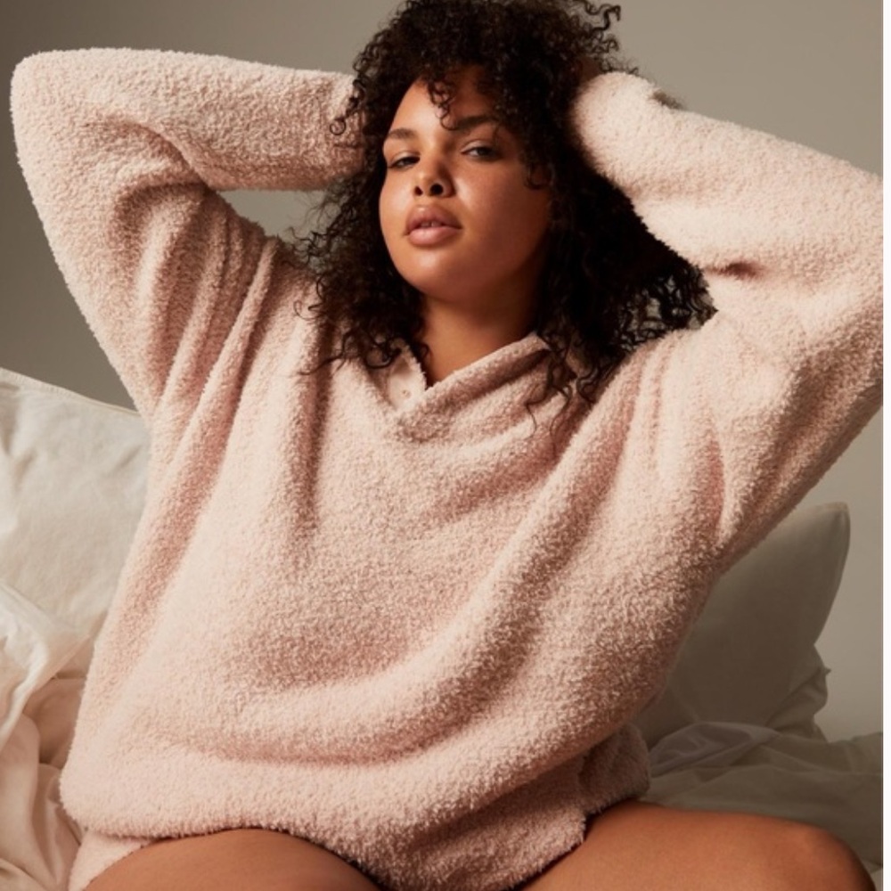 Skims Cozy Knit Pullover Quarter Button Up